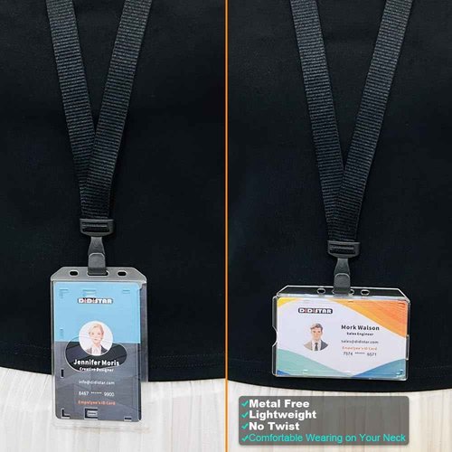 DiDiSTAR 100 Pack Bulk Polyester Breakaway Lanyards with Plastic No Twist Clip & Safety Breakaway Clasp-Great for Radiology-School Hospital-MRI Safe-Neck Strap I.D. Badge Holders 36”(Black)