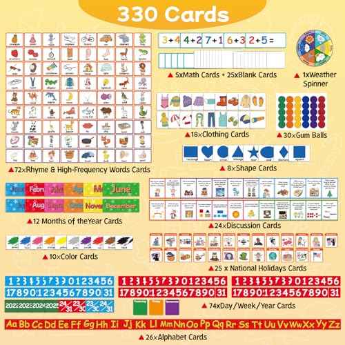 Circle Time Learning Center Pocket Chart Classroom Calendar for Kids, Weather Chart Counting Alphabet Ten Frame Color, Kindergarten Preschool Classroom Must Haves Pre K Learning Activities