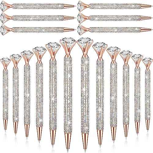 Honoson 50 Pcs Big Diamond Pens Bulk Bling Rhinestone Pens with Crystal Christmas Glitter Retractable Black Ink Ballpoint Pens for Bridal Shower Gifts School Office Birthday Party Favor(AB Color)