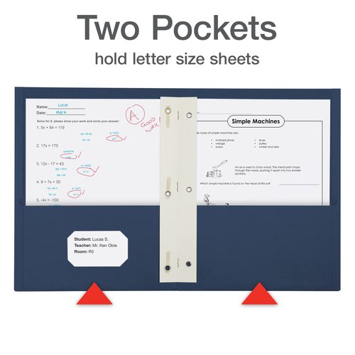 Oxford 2 Pocket Folders with Prongs, Mega Box of 125, Textured Paper Folders, Blue, Letter Size, Essentials for School & Teacher Supplies Lists (57719)