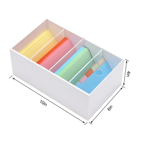 YINSHCO 3x5'' Index Card Holder, Acrylic Business Index Card Box with Dividers, Transparent Index Card Organizer Case File Note Flash Card Storage Case, 10''W x 6''D x 4''H