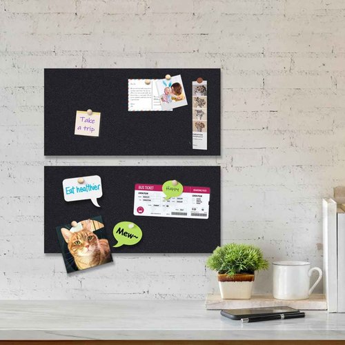 Umtiti Cork Board 17"x 8" Self-Adhesive Black Cork Board, 1/2" Thick Cork Boards, 12 Pack Black Bulletin Board (4320BK-12mm-12p)