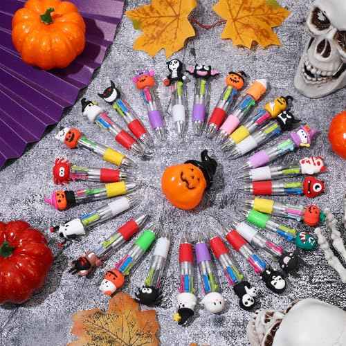 120 Pcs Halloween Pens Bulk, Fun Mini Multicolor in One Cute 4-in-1 Ballpoint Pens Halloween Supplies for Birthdays Reward Goodie Bag Stuffers