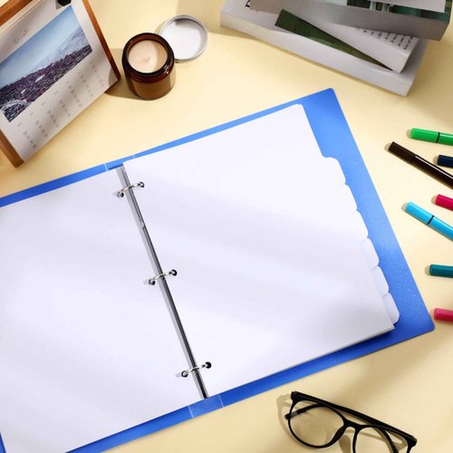 Harloon 30 Set 3 Ring Binder Dividers with 8 Tab, 1/8 Cut Tabs 240 Blank Binder Bulk 3 Hole Punch Divider 230 GSM Heavyweight Paper for School Office Home Class (White)