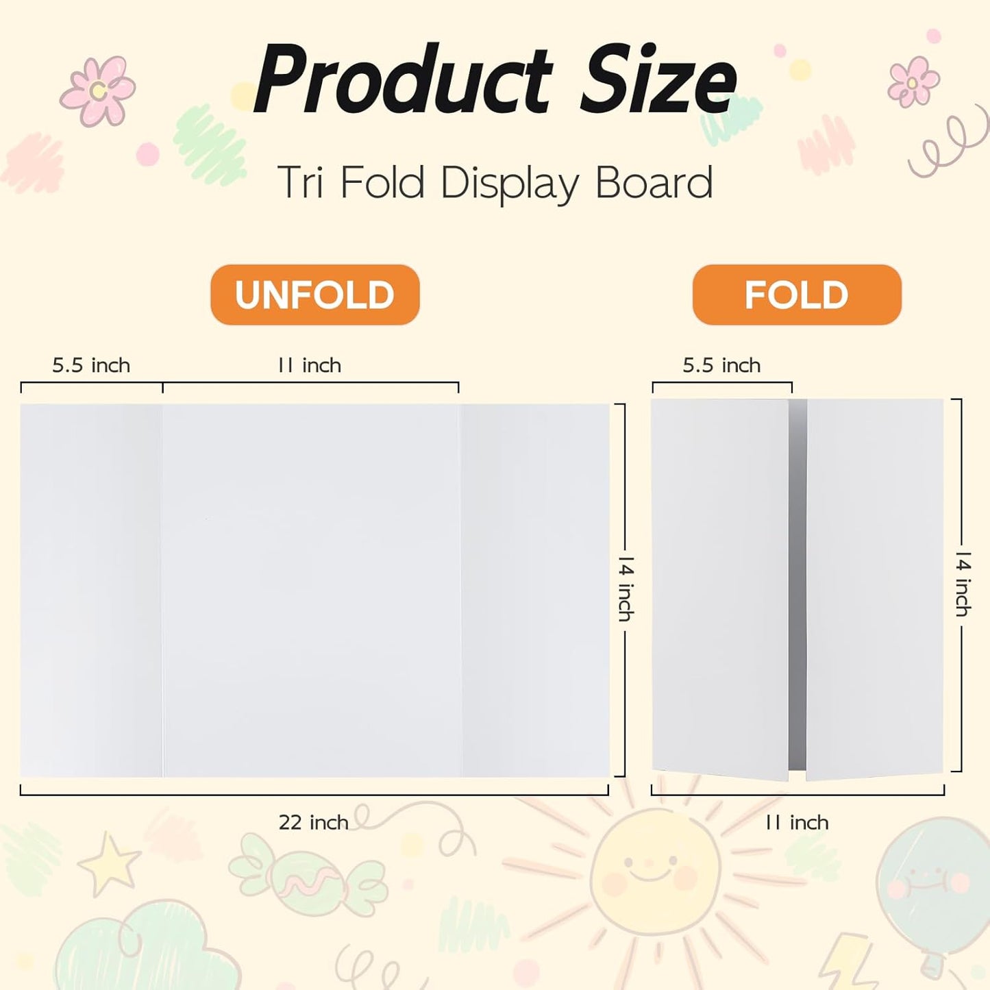 Trifold Poster Board - 12 Pack White Presentation Boards | 14x22 Inches for Science Fairs & Exhibitions