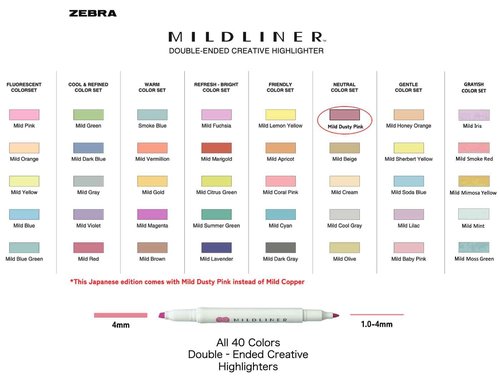 QULLITY Double-Ended Creative Highlighter set of 40 colors original pen pouch (Blue)