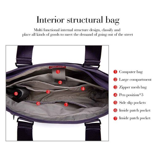 La Packmore Water Repellent Nylon Shoulder Bag Handbag Laptop Tote Travel Work School Clinic Nurse Tote (Lavender)
