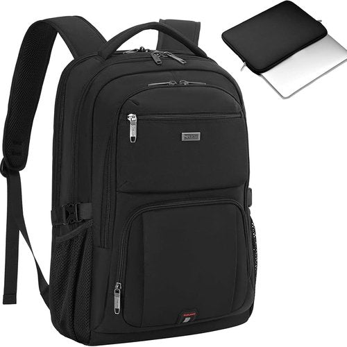 DUSLANG 17-Inch Water-Resistant Laptop Backpack - Travel-Friendly Design with USB Charging Port | Black