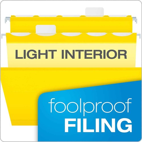 Pendaflex Ready-Tab Reinforced Hanging Folders, Letter Size, Yellow, 5 Tab, 25/BX (42624)