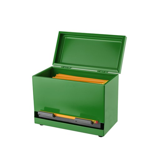 2Fold Pencil Dispenser for Classroom - Stainless Steel Bulk Pencil Holder for Desk - Includes Removable Label Stickers - Teacher Must Haves for Organization - Holds up to 200 Pencils (Green)