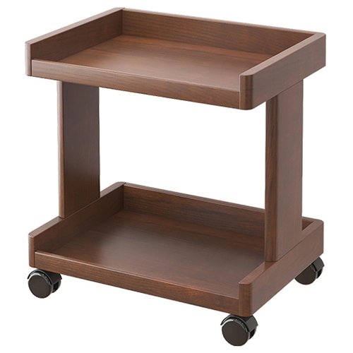 Solid Wood Rolling Library Book Cart,Mobile Bookshelf on Wheels Bookcase Under Desk Office Cart for Home Office Wooden Bookshelf Sideboard Storage Rack Side Cabinet(Walnut-B,2Tier)