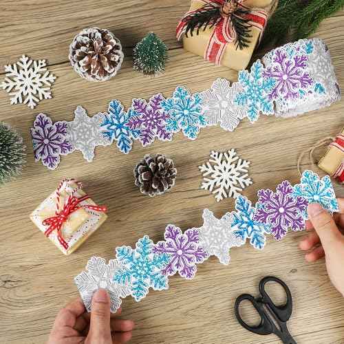 80 Ft Snowflake Bulletin Border Trim Winter Bulletin Board Decorations Snowflake Die Cut Border Roll for Classroom Office Chalkboard Wall Christmas Holiday Party Decor