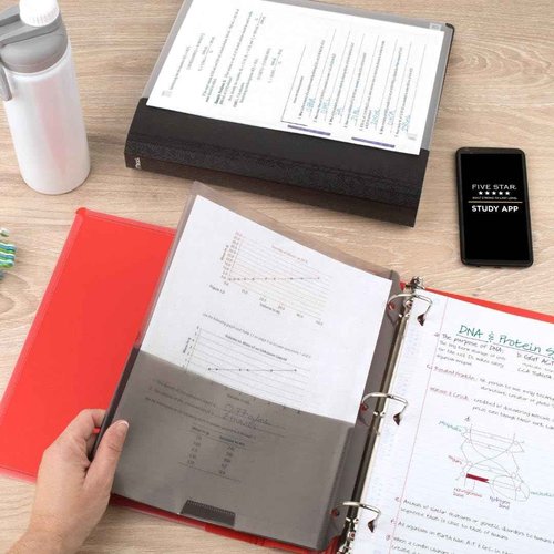 Five Star 3-Ring Binder + Study App, 6 Pack, 1-1/2 Inch Binder with D Rings and Customizable Clear View Cover, 375 Sheet Capacity, Assorted Colors (261460-23)