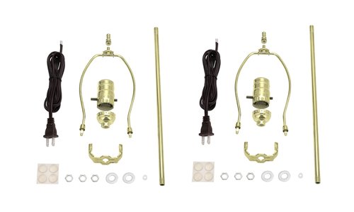 Aspen Creative 21026-2A, Make-a-Lamp Kit in Brass, 2 Pack