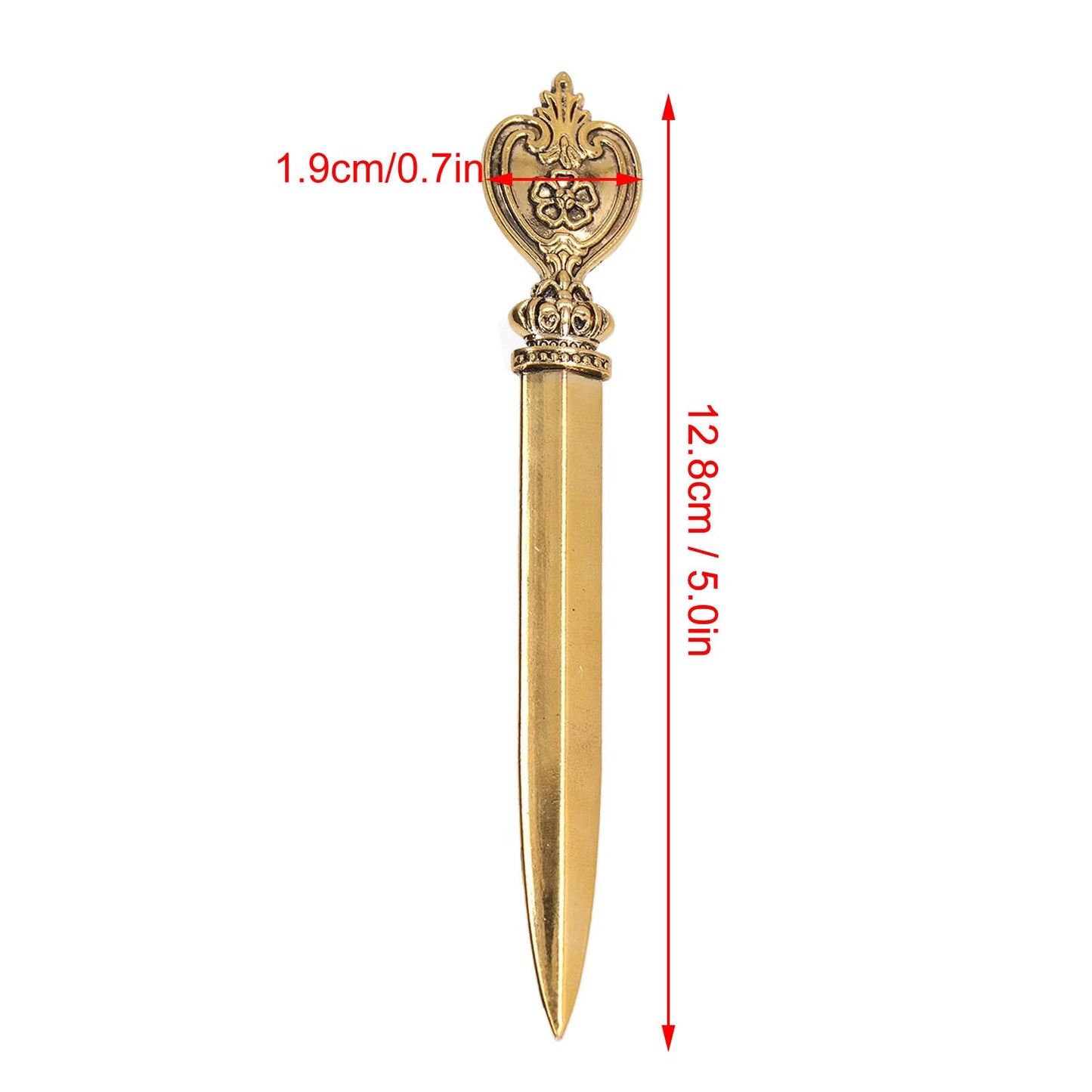 Vintage Metal Letter Opener, Desk Envelope Slitter - Lightweight, Gold