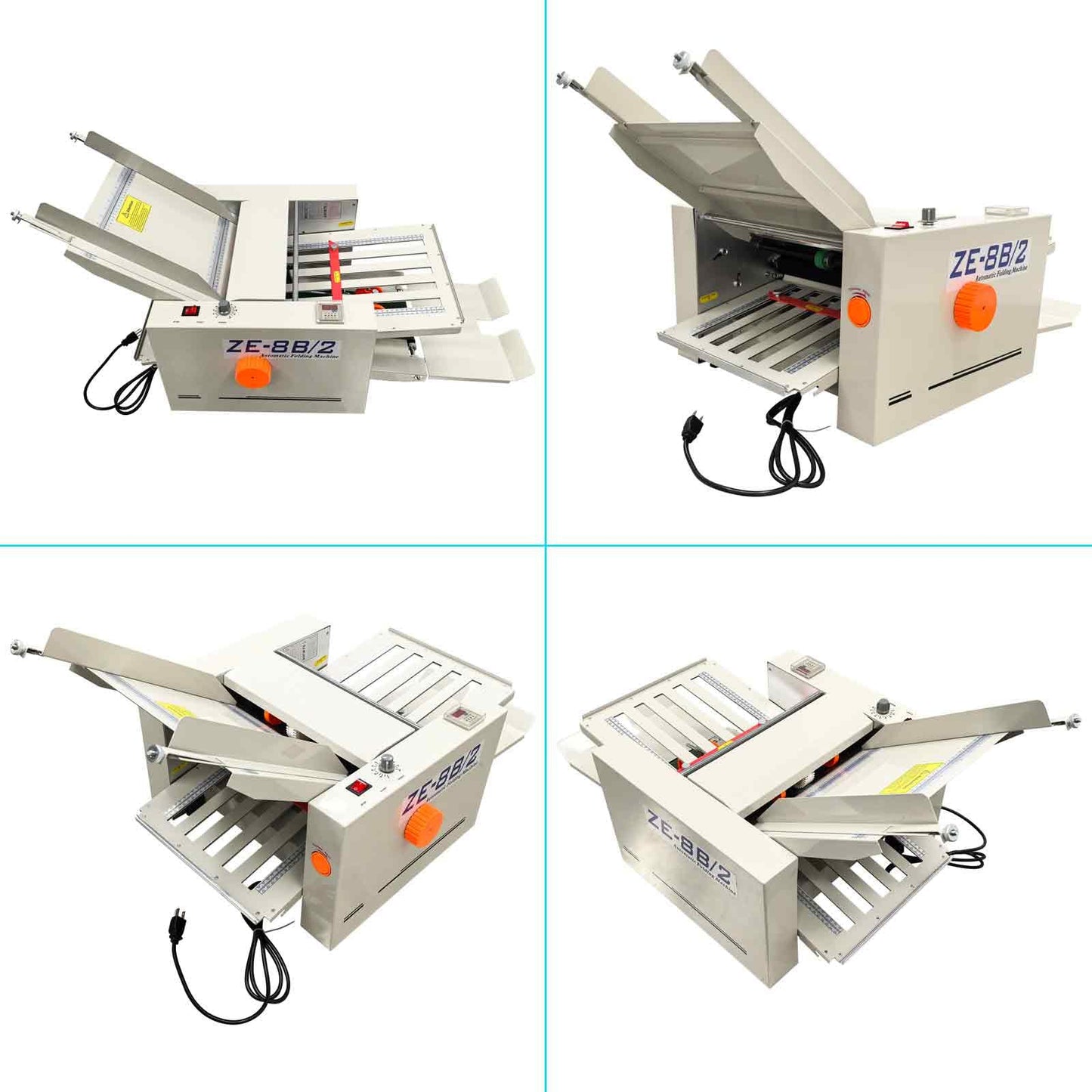 BEILOCKERY Automatic Paper Folding Machine, Electric Paper Folder with 2 Trays, Fold Sizes 2x3in to 12x27in, Adjustable Speed Max 262ft/min, for Folding Manuals Document Business Letters 110V