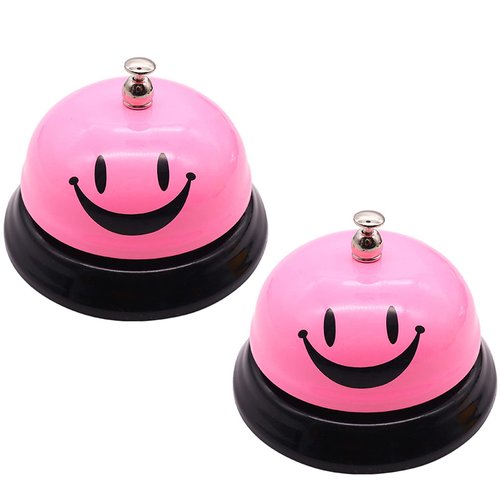 Huqqi 2 Pack Call Bell Desk Bell, Bar Counter Top Service Call Bell Ring Reception for Hotel Counter Restaurant Office School, Wedding Events Bell(Pink)