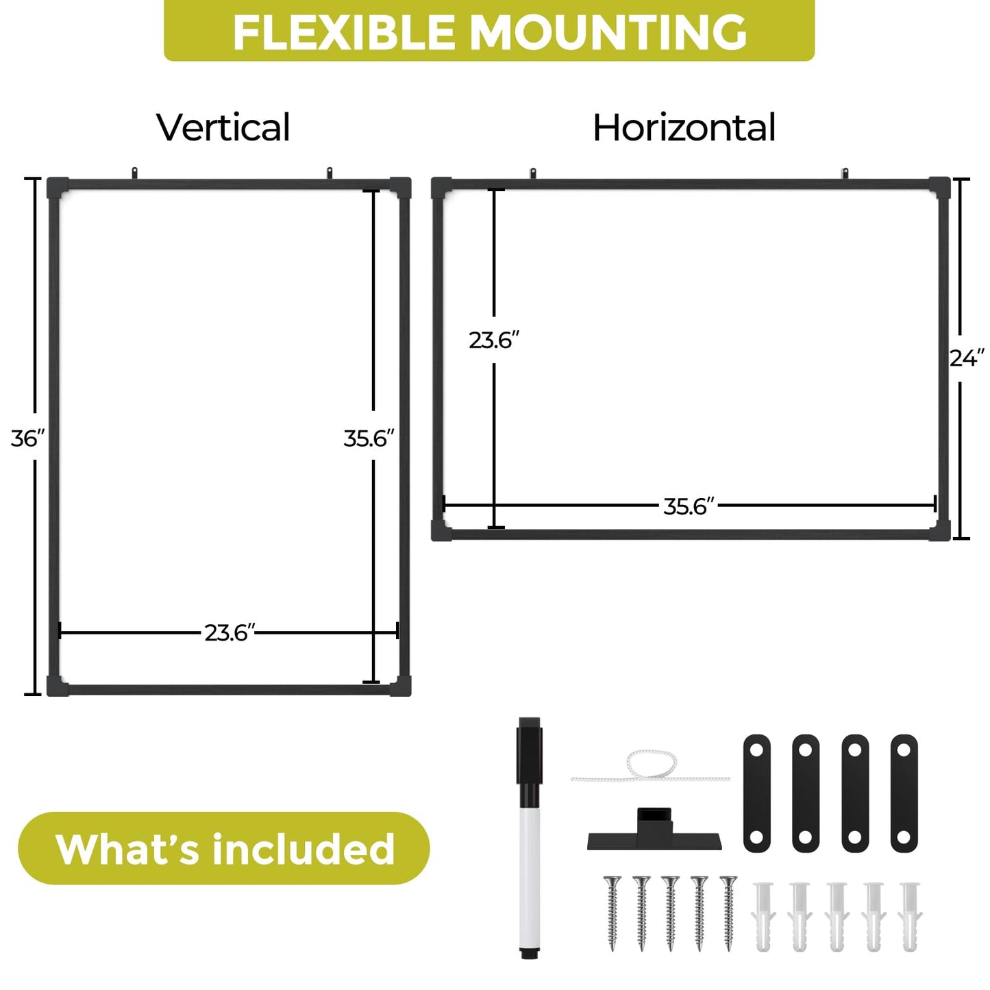 MaxGear 36" x 24" Magnetic Double-Sided Dry Erase Board, Aluminum Frame