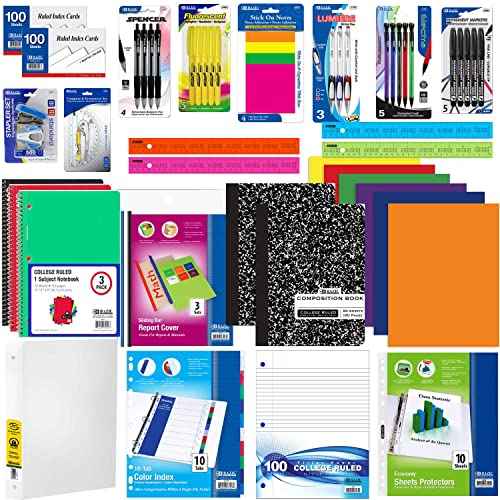 OMURA Learning | Primary Back-to-School Supply Box for All-in-One Student Essentials Set | Composition Book Ruler | Ideal School Supplies Gift | 70 Count