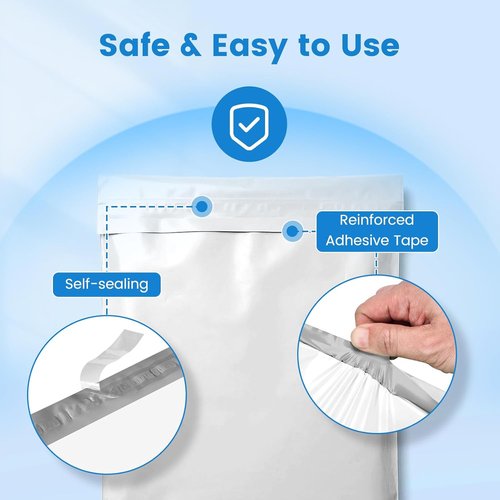 Metronic Poly Mailers - Heavy Duty Waterproof Shipping Bags | 14x19 Inches | 1000 Pack, White