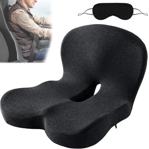 AIOUJI Memory Foam L-Shaped Integrated Seat Cushions, Car Seat Cushions for Driving Lumbar Support, One-Piece Ergonomic Office Chair Cushion for Lower Back Tailbone Protection(Dark Grey)