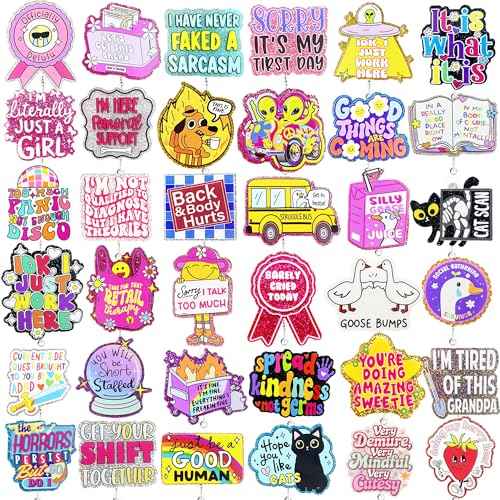 36 PCS Nurse Badge Reel Bulk Funny Retractable Badge Holders with Alligator Clips RN ICU MA LPN Badge Buddy Nursing Students Badge Accessories for Work