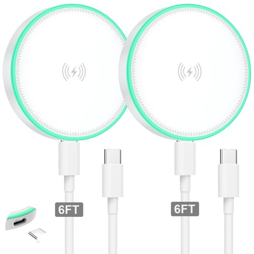 MagSafe Charger 2Pack 15W Magnetic Wireless Charger Fast Charging Pad with 6FT USB C to USB C Cable Compatible with iPhone 16/15/14/13/12 Series & AirPods 3/2/Pro | Strong Magnet Technology