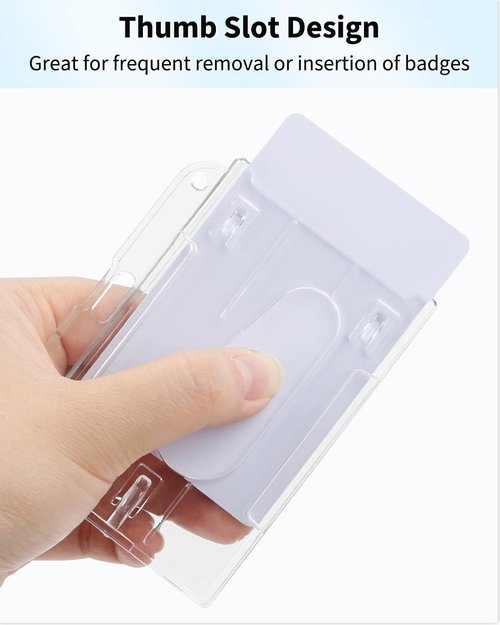 Pawfly 5-Pack Horizontal Badge Holders - Durable Transparent PC Case for IDs & Credit Cards