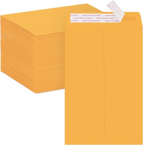 ACSTEP Manilla Envelopes - 100 Pack Self-Seal Brown Kraft Catalog Envelopes | 6 x 9 Inches