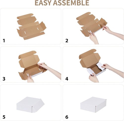 RLAVBL Shipping Boxes - Set of 50 White Small Corrugated Cardboard Mailer Boxes | 6x4x1 Inches