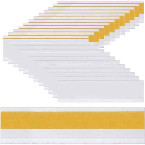 25 Pcs Shelf Label Strips, 47 x 1.25 Inches Self Adhesive Label Holders, Shelf Price Tag Holder, Clear Plastic Label Holders, Shelf Label Clips for Metal Wood Plastic Shelf