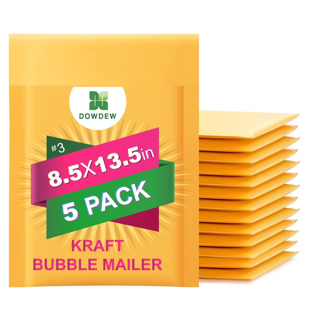 Kraft Bubble Mailers [5 Pack] Mailing Packing Envelopes #3 (8.5" x 13.5")