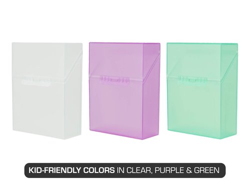 It's Academic Crayon Box with Hinged Lid and Snap Closure, Clear, Purple, and Green Plastic,(Colors May Vary) 16 Count (Pack of 4)