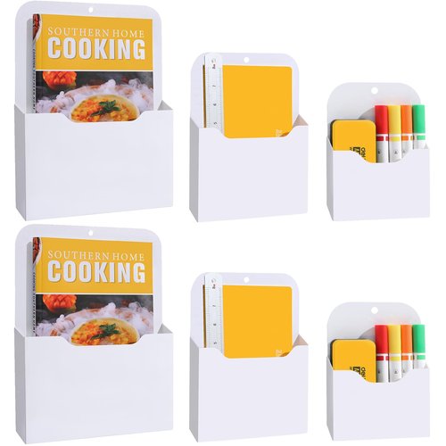 Magnetic File Holder, 6 Pack Magnetic Paper Holder for Refrigerator, File Cabinets and Fridge, Magnetic Pocket Wall Hanging File Organizer, Magnetic File Folder Case for Mail Letter Notebook Planners