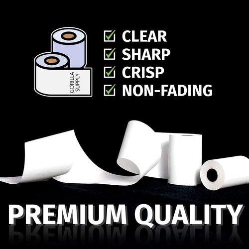 GORILLA SUPPLY Thermal Paper Receipt Rolls, Credit Card, POS/Cash Register Paper, for First Data FD100 FD200 FD300 Hypercom T77, BPA Free, 3.125 x 119 ft, 50 Rolls