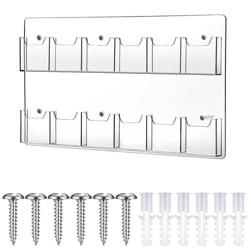 Eersida Acrylic Brochure Pamphlet Holder Brochure Display Stand Business Tri Fold Multi Slot Holder Rack Wall Mount Clear Pocket Space Saver for Flyer Literature Menu Advertise(12 Pockets)