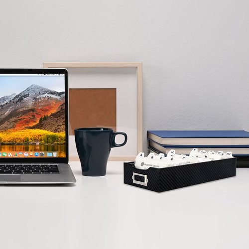 J JACKCUBE DESIGN JackCubeDesign Carbon Fiber Business Card Organizer Coupon Holder Name Card Organizer Name Card Holder With Removable Divider For Desk(4.29 x 1.76 x 9.75 inches)- :MK171