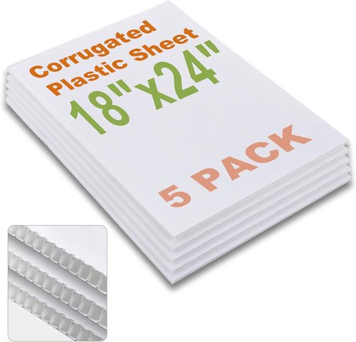 Falling in Art | 18x24 Corrugated Plastic Board - 5 Pack White Double-Sided Blank Sheets for Indoor/Outdoor Use