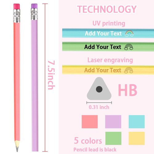 Spricoz 15pcs Personalized Pencils with Gift Box - Back to School Supplies for Kids - Custom Pencils Bulk with Name Text Logo - #2 Triangular lápices - Back to School Gifts for Students Teachers