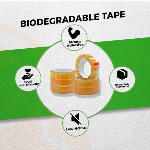 WOD BCST Biodegradable Packaging Tape, Clear, 1 inch x 72 yds (Pack of 10) Cellophane Stationery Eco Friendly Tape for Carton Sealing, Moving, Shipping, & Office