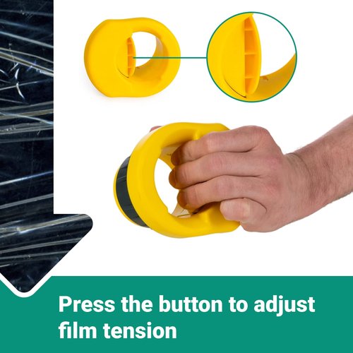 IDL Packaging W-562 Stretch Wrap Dispenser for 3" core Film Rolls - 3 Pairs of Plastic Handles with a Tension Adjusting Button - Durable Plastic Wrap Holder with a Comfortable Grip