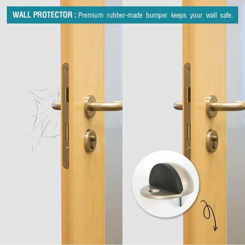 CG PLUS Floor Door Stopper Satin Nickel with Rubber pad, Semicircle Shaped Door Stopper, Stainless Steel for Protecting Wall (2inch x 30pack, Satin Nickel)