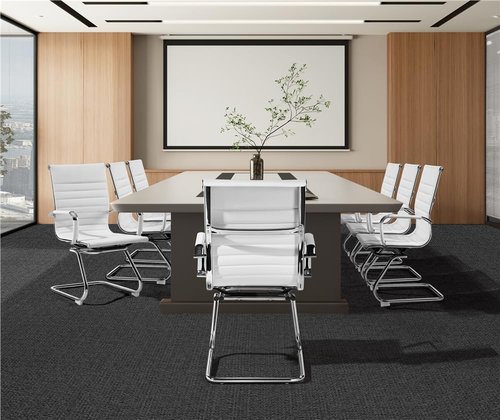 Yaheetech Faux Leather Office Reception Chair Without Wheels Mid Back Ergonomic Guest Chairs for Conference Reception Room Waiting Room, Set of 2 White