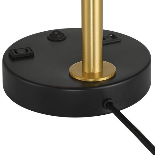 Possini Euro Design Possini Euro Keller 24" High Black and Brass Outlet and USB Desk Lamp