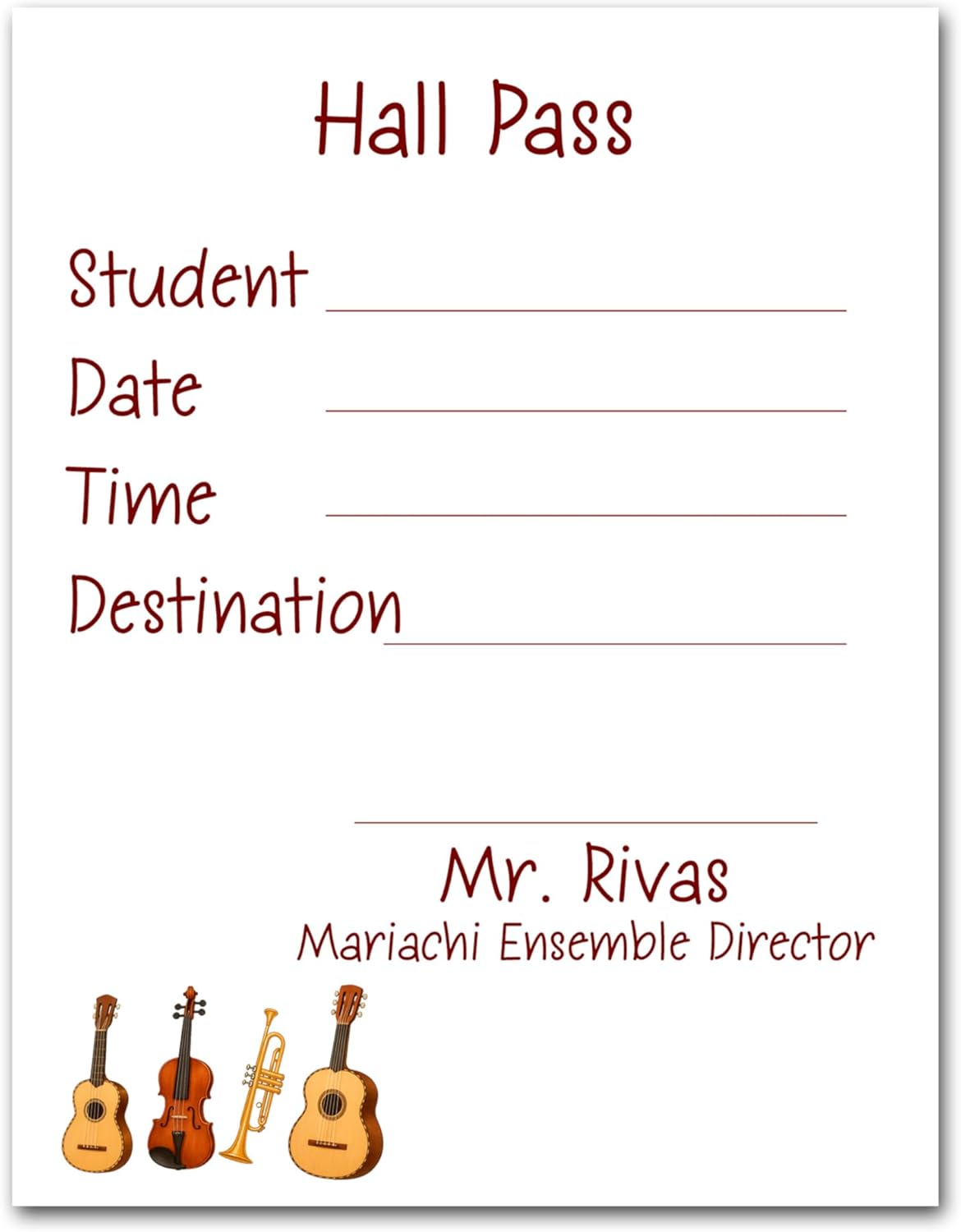 Your School's Logo Mascot Hall Pass - Personalized Teacher Late Pass | Small Size