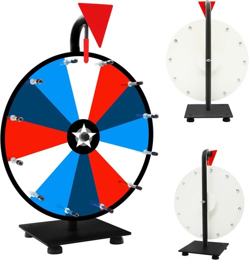 Skiennix 12 Inch Prize Wheel - Heavy Duty Spinning Game Wheel with 12 Color Slots & Stand