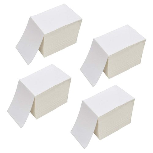 RyhamPaper 4" x 6" Fanfold Direct Thermal Labels - White Shipping Mailing Postage Labels, Perforated, Permanent Adhesive (4 Stacks - 4000 Labels)
