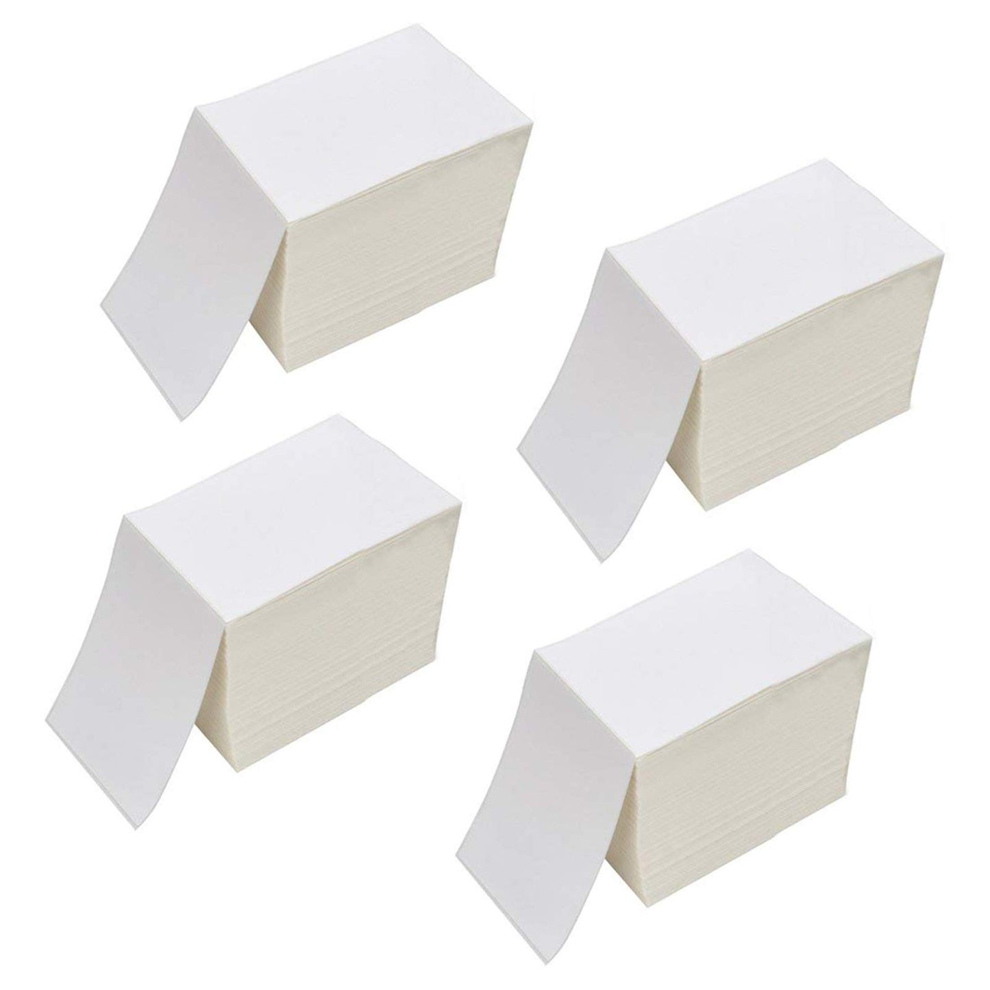 RyhamPaper 4" x 6" Fanfold Direct Thermal Labels - White Shipping Mailing Postage Labels, Perforated, Permanent Adhesive (4 Stacks - 4000 Labels)