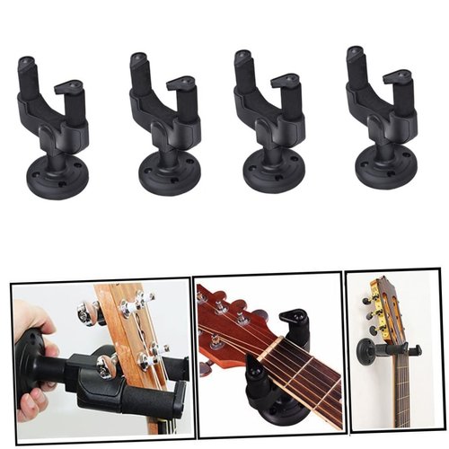Vaguelly 4Pcs Detachable Guitar Hangers Wall Mount with Auto Locking Grip Black Guitar Rack with Base Secure Wall Holder for Acoustic Electric Guitars Space Saving Design
