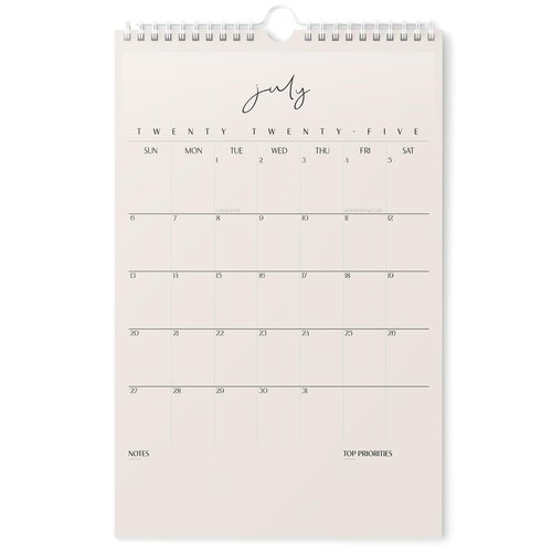 Karto Wall Calendar 2025-2026 - Vertical 11x17 inch July 2025 to December 2026 - Boost Your Productivity and Easy Planning with the Aesthetic Monthly Calendar - Cursive 3.0 Beige